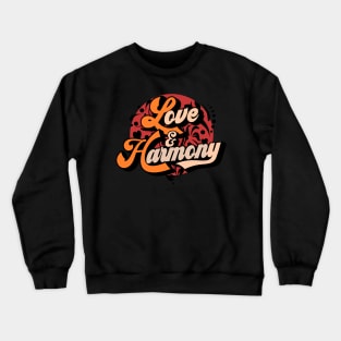 Love and Harmony typopgraphy colors hearts swirls Crewneck Sweatshirt